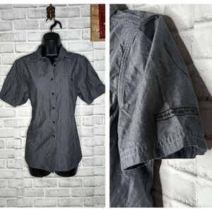 Loomstate Sheetz Short Sleeve Stain-Resistant Tapered Button Down Shirt Medium